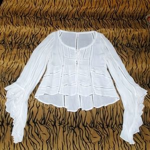 White medium raga bell sleeve blouse